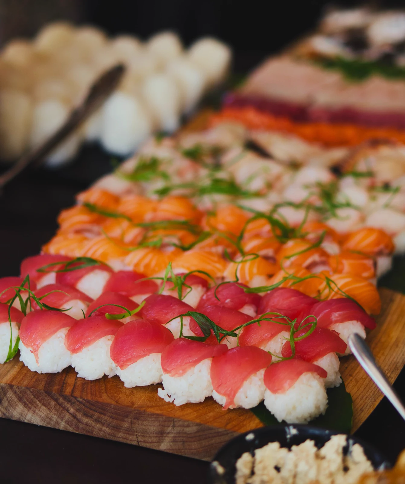 Colourful sushi platter at the reception